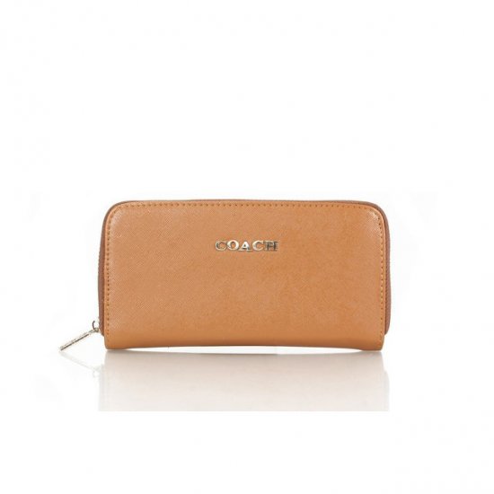 Coach Zip In Saffiano Small Brown Wallets FFF